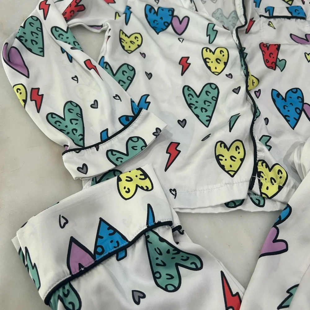 Lola And The Boys🌈 Colorful Heart Print Kids Pajamas